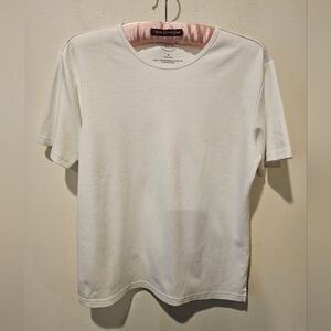 TALBOTS WOMEN'S WHITE SHORT SLEEVED ROUND NECK T-SHIRT SIZE SMALL